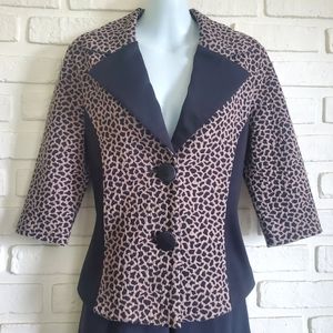 Vivian Wong Leopard Animal Print Cardigan Blazer Retro size 8
